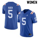 Women's Florida Gators #5 Joe Haden NCAA Jordan Brand Royal Throwback Alternate Authentic Stitched College Football Jersey JFP0062JX